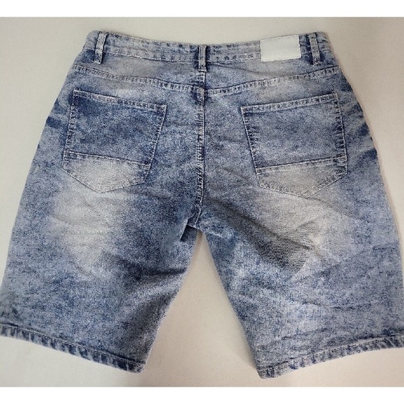 Southpole Denim Shorts Acid Wash Moto Style Ribbed Knee Distressed - Picture 8 of 10